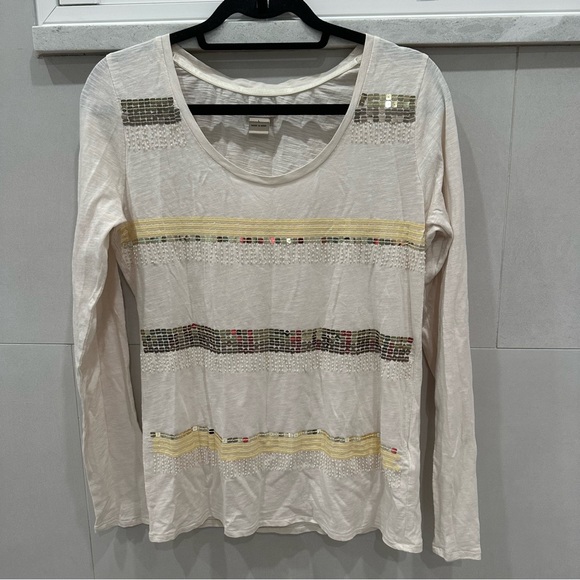 Lucky Brand Long Sleeve Embellished Top size Large - Picture 7 of 8